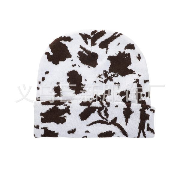 Cow Print Stylish Knit Hat | Double-Layer Cuffed Woolen Hat | Winter Warm Hat | Unisex Knit Cap | Wholesale Available