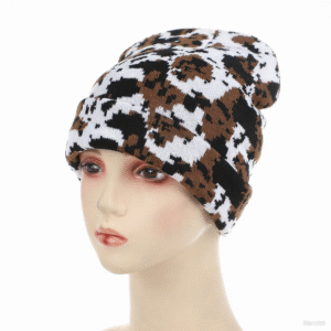 Cow Print Stylish Knit Hat | Double-Layer Cuffed Woolen Hat | Winter Warm Hat | Unisex Knit Cap | Wholesale Available